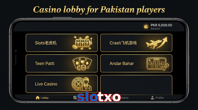 Lobby view of Slotxo for Pakistan users